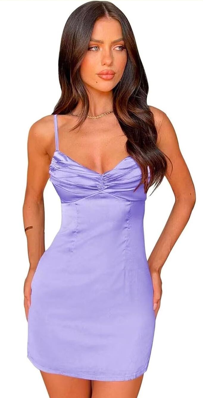 HOCO homecoming Satin pleated Party Mini dress purple SZ 0 Cocktail formal